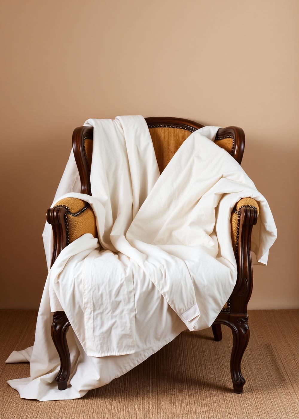 Vintage armchair wrapped in protective blankets